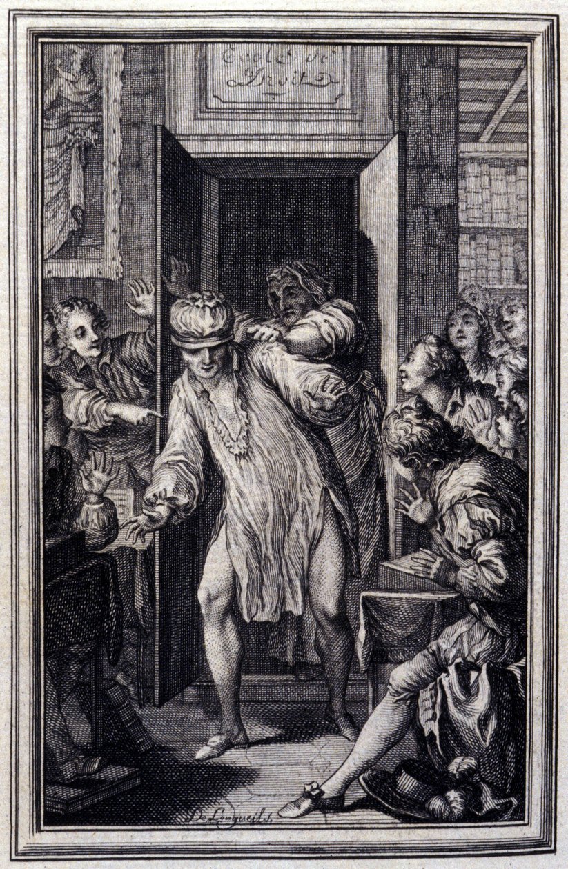 King Candaule و Master of Law - في "" Tales et nouvelles en vers "" لجين لافونتين. 1776. رسم بي بي شوفارد. بواسطة بيير فيليب شوفارد