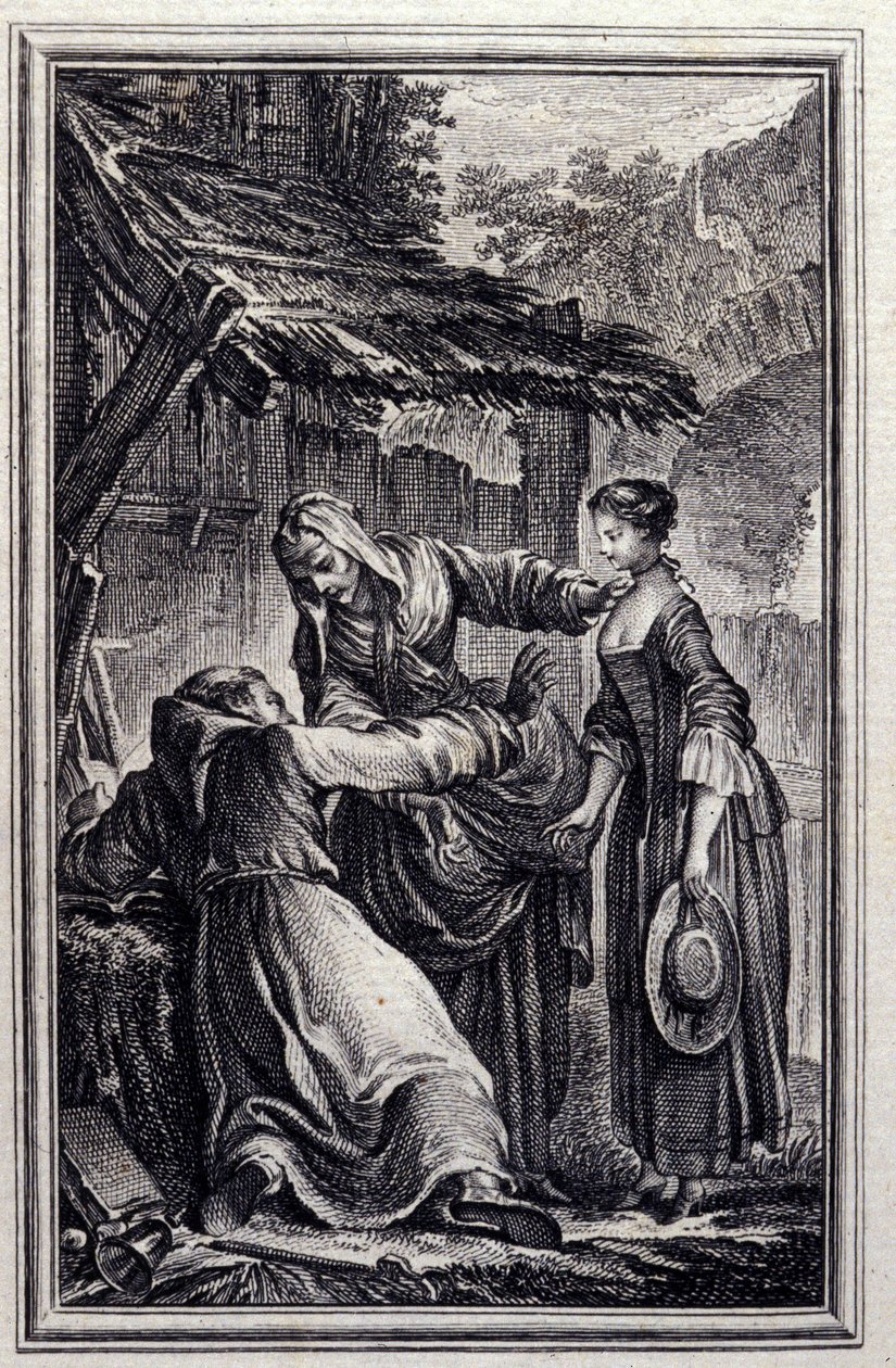 L'Hermite - في "" حكايات وأخبار في الشعر "" لجان لافونتين. 1776. رسم بي بي شوفارد. بواسطة بيير فيليب شوفارد