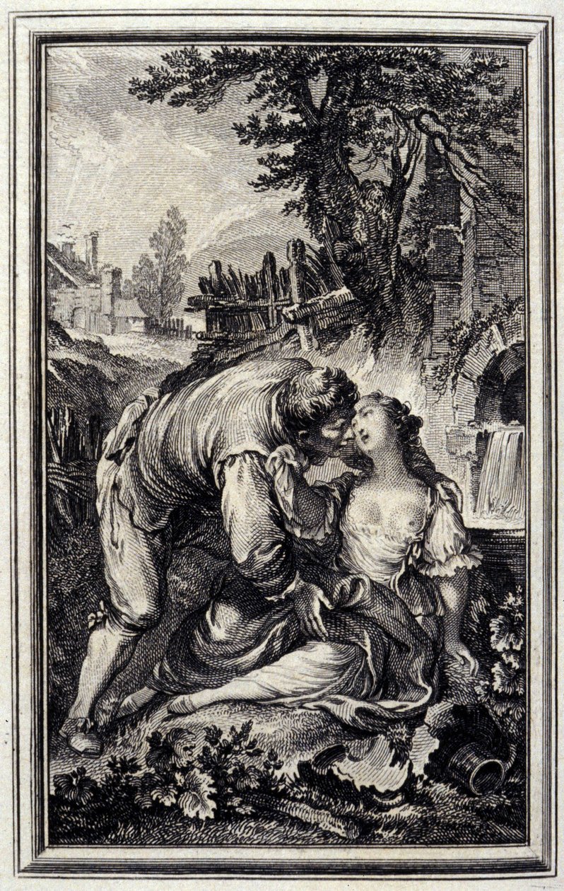 لا كروش - في "" حكايات وقصص قصيرة في الشعر "لجان لافونتين. 1776. رسم بي بي شوفارد. بواسطة بيير فيليب شوفارد