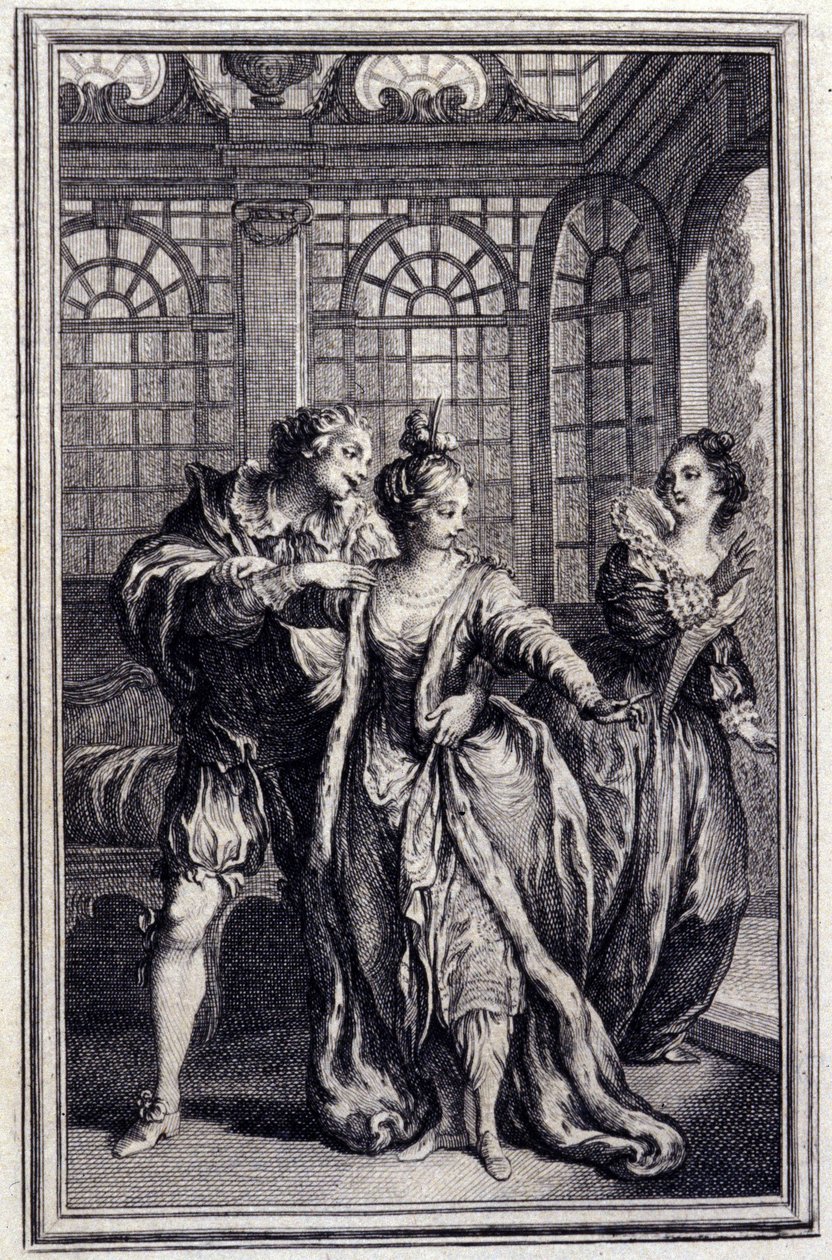 خطيبة ملك غاربي - في "" حكايات وأخبار في شعر "لجان لافونتين. 1776. رسم بي بي شوفارد. بواسطة بيير فيليب شوفارد