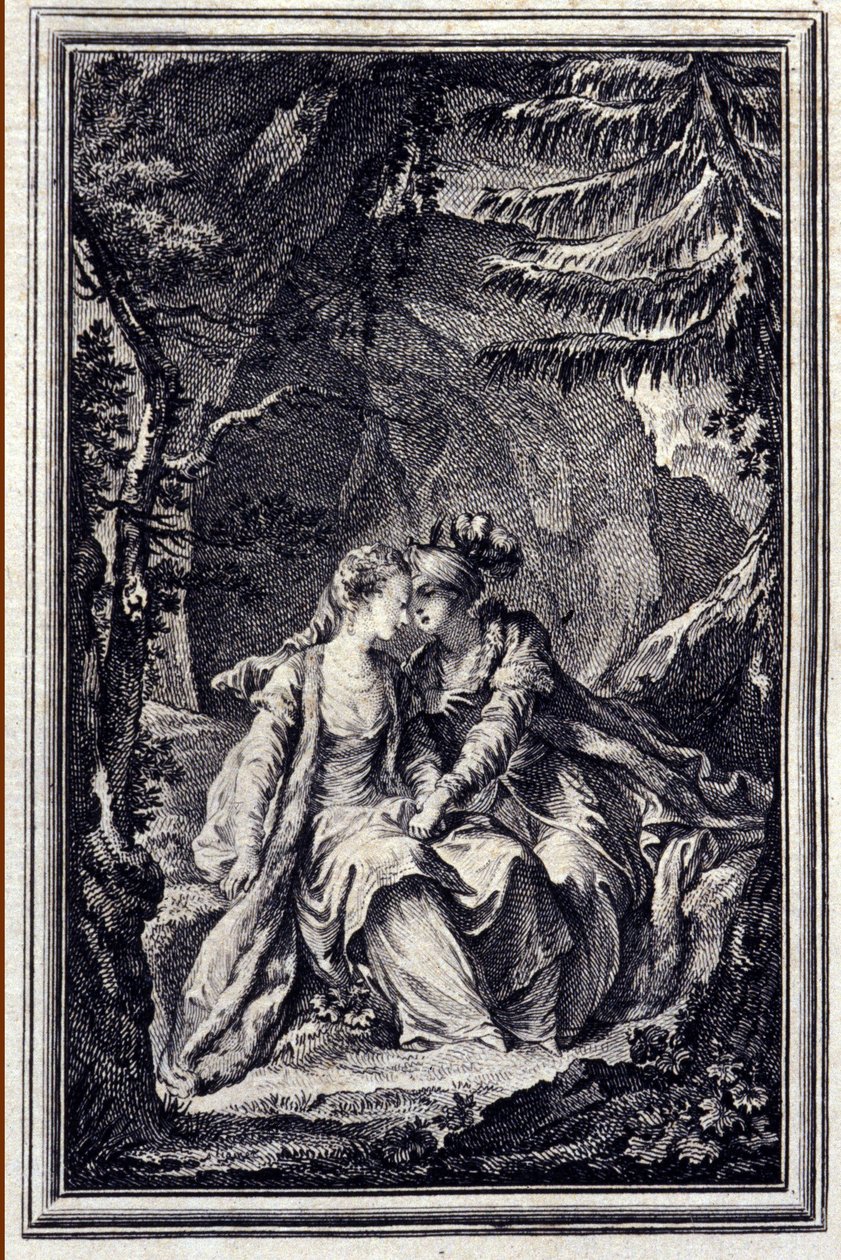 خطيبة ملك غاربي - في "" حكايات وأخبار في شعر "لجان لافونتين. 1776. رسم بي بي شوفارد. بواسطة بيير فيليب شوفارد