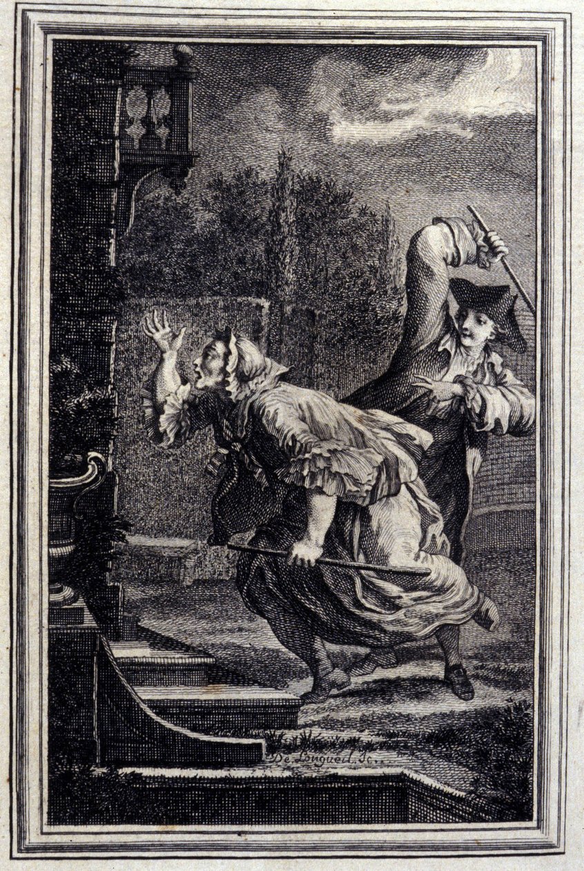 الوقواق ، والضرب ، والمحتوى - في "" حكايات وأخبار في شعر "" جان لافونتين. 1776. رسم بي بي شوفارد. بواسطة بيير فيليب شوفارد
