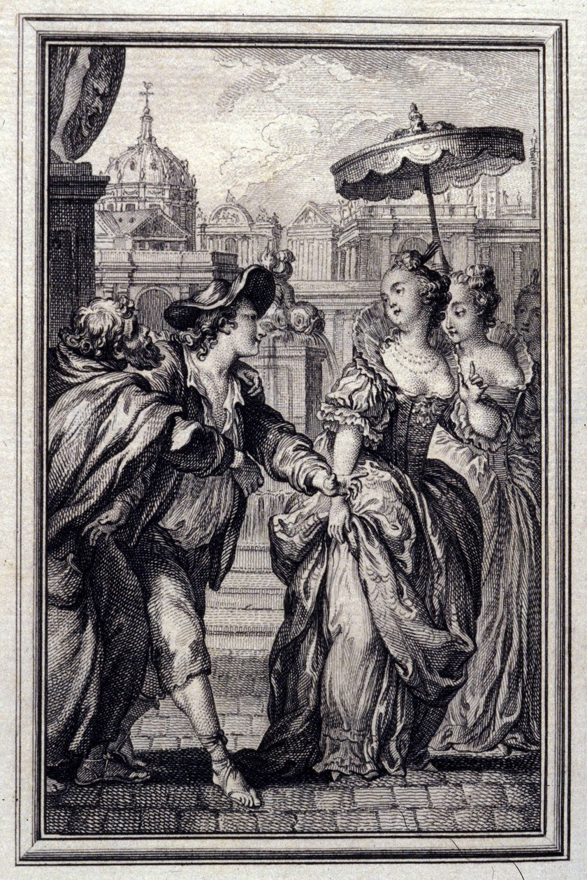 إوز بيري فيليب - في "" حكايات وقصص قصيرة في الشعر "لجين لافونتين. 1776. رسم بي بي شوفارد. بواسطة بيير فيليب شوفارد