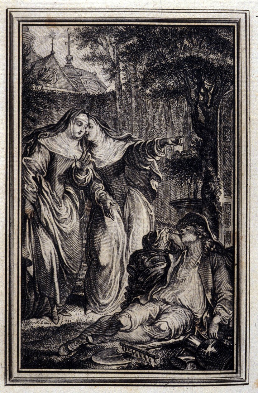 مازيت دي لامبورشيو - في "" حكايات وقصص قصيرة في الشعر "لجين لافونتين. 1776. رسم بي بي شوفارد. بواسطة بيير فيليب شوفارد