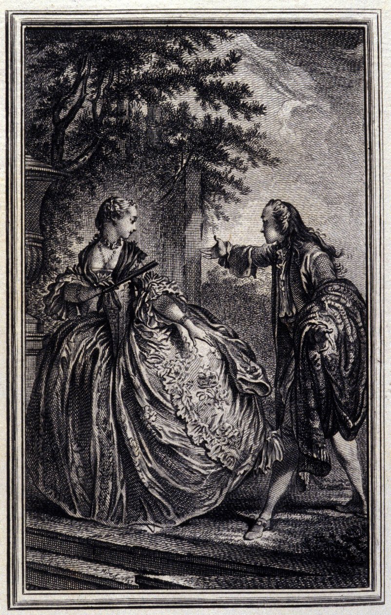 Nicaise - في "" الحكايات والقصص القصيرة في الشعر "" لجان لافونتين. 1776. رسم بي بي شوفارد. بواسطة بيير فيليب شوفارد