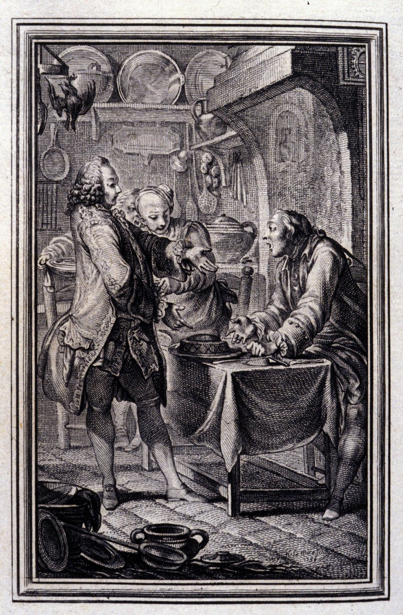 بات ديل. في "" حكايات وقصص شعرية قصيرة لجين لافونتين. 1776. رسم بي بي شوفارد. بواسطة بيير فيليب شوفارد