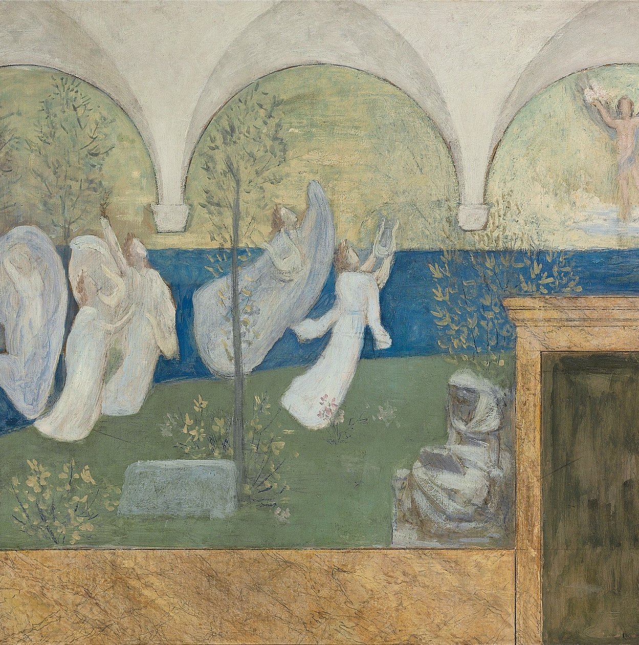تفاصيل من لوحة تحضيرية لـ The Inspiring Muses Cheer for Genius ، رسول النور ، 1895 بواسطة بيير بوفيس دي شافان