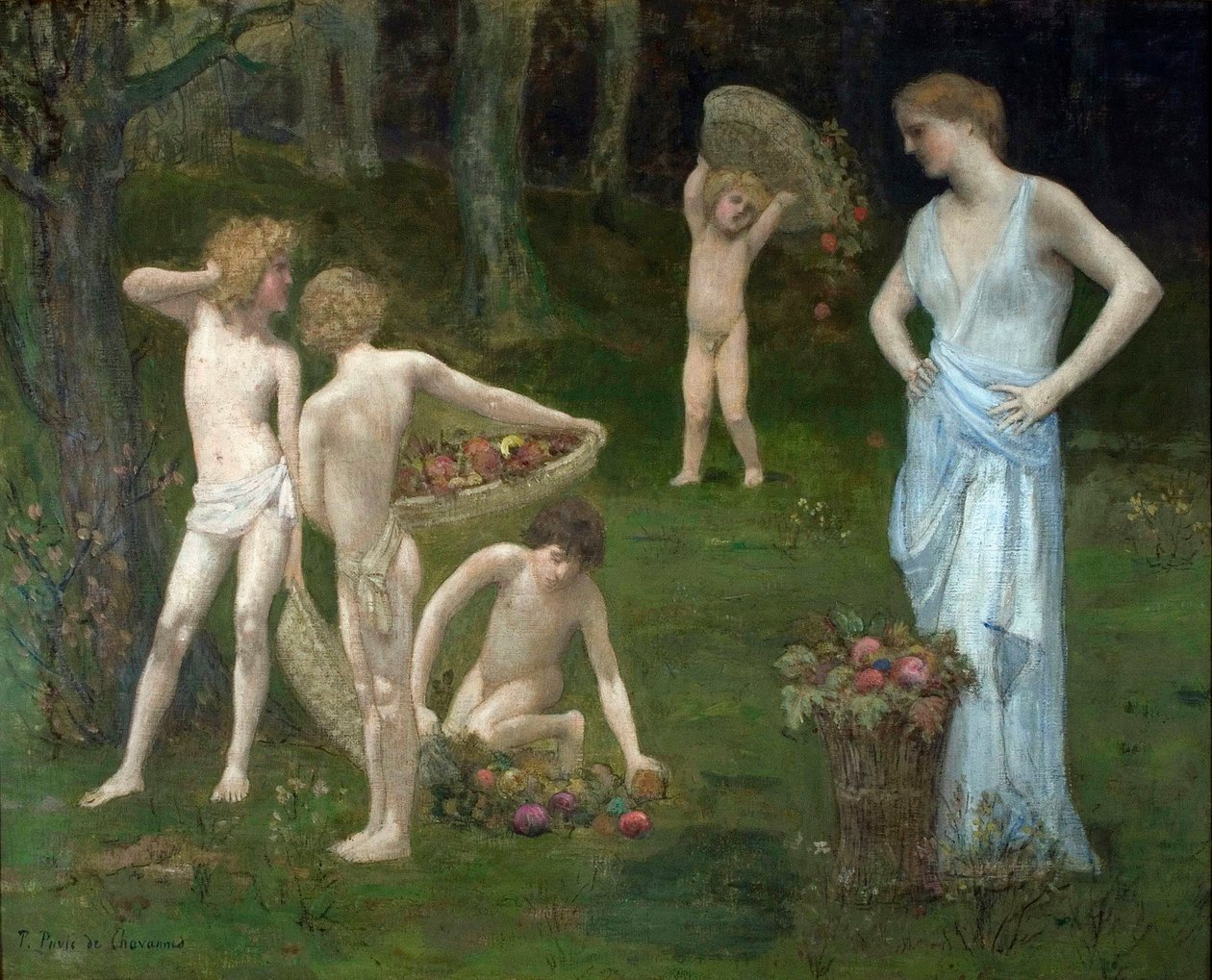 أطفال في بستان - Puvis de Chavannes ، Pierre Cecil (1824-1898) أطفال في بستان - زيت على قماش ج. 1886-1888 كلية مدينة نيويورك بواسطة بيير بوفيس دي شافان