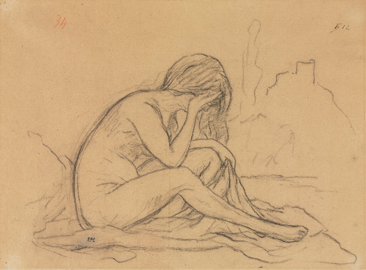 دراسة أنثى عارية (ربما لرسم استعاري غير محقق) (وجه) بواسطة بيير بوفيس دي شافان
