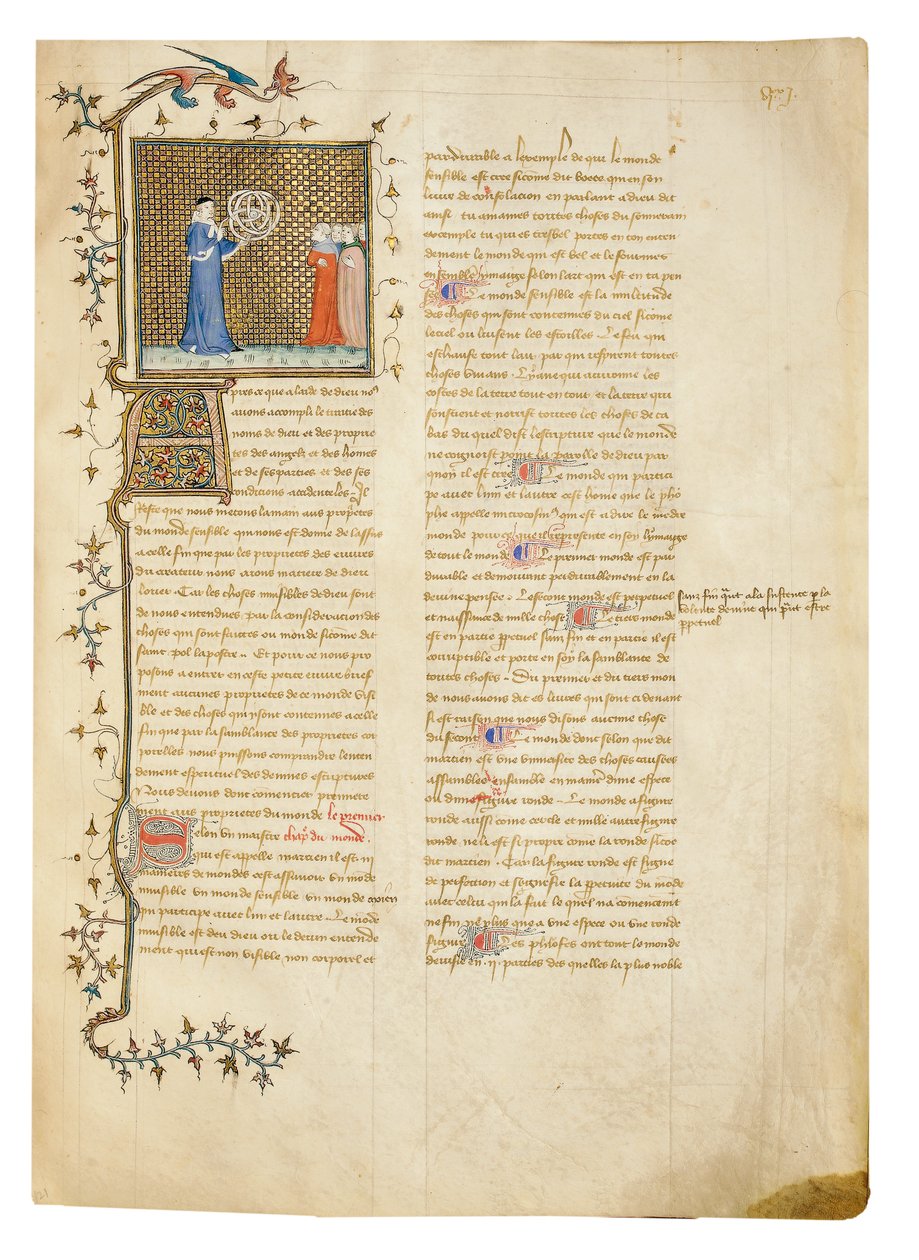 صفحة من "خصائص الأشياء" بقلم بارثولوميو الإنجليزي في الترجمة الفرنسية لجان كوربيكون ، c.1390 بواسطة بيير ريميت