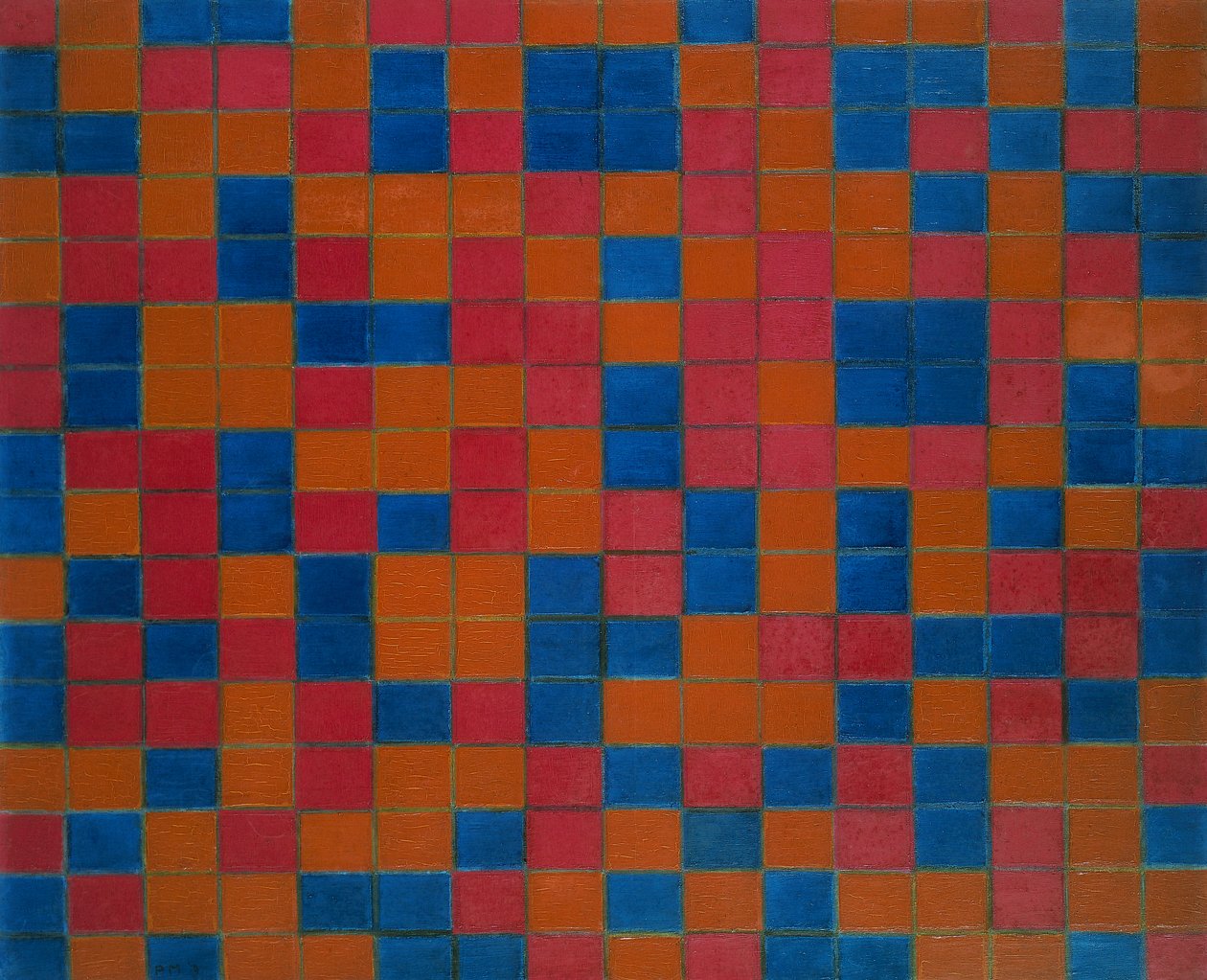 Checker board composition with dark colours بواسطة بيت موندريان