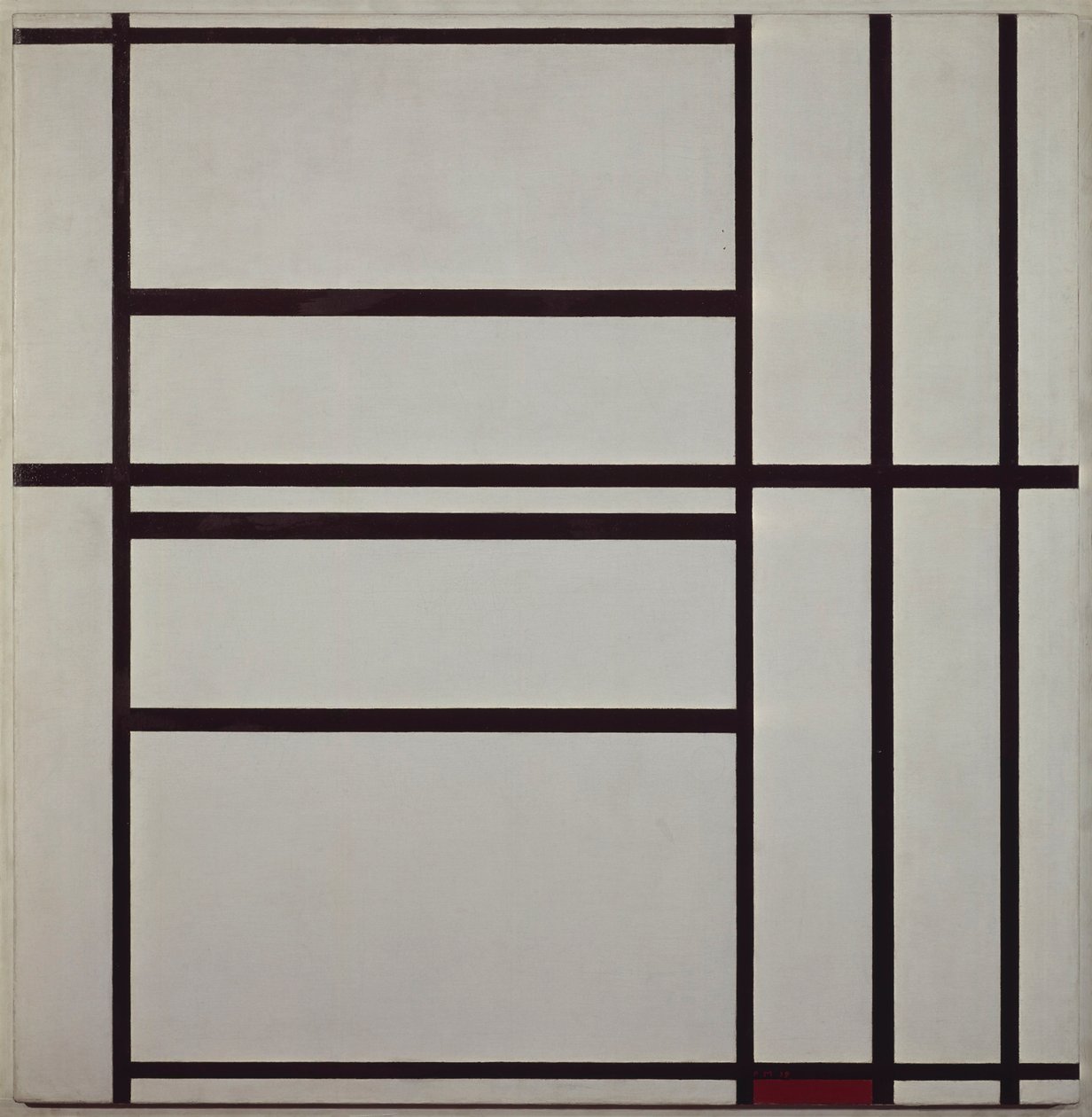 Composition No 1 with Grey and Red 1938-1939 (oil on canvas mounted on wood support), بواسطة بيت موندريان
