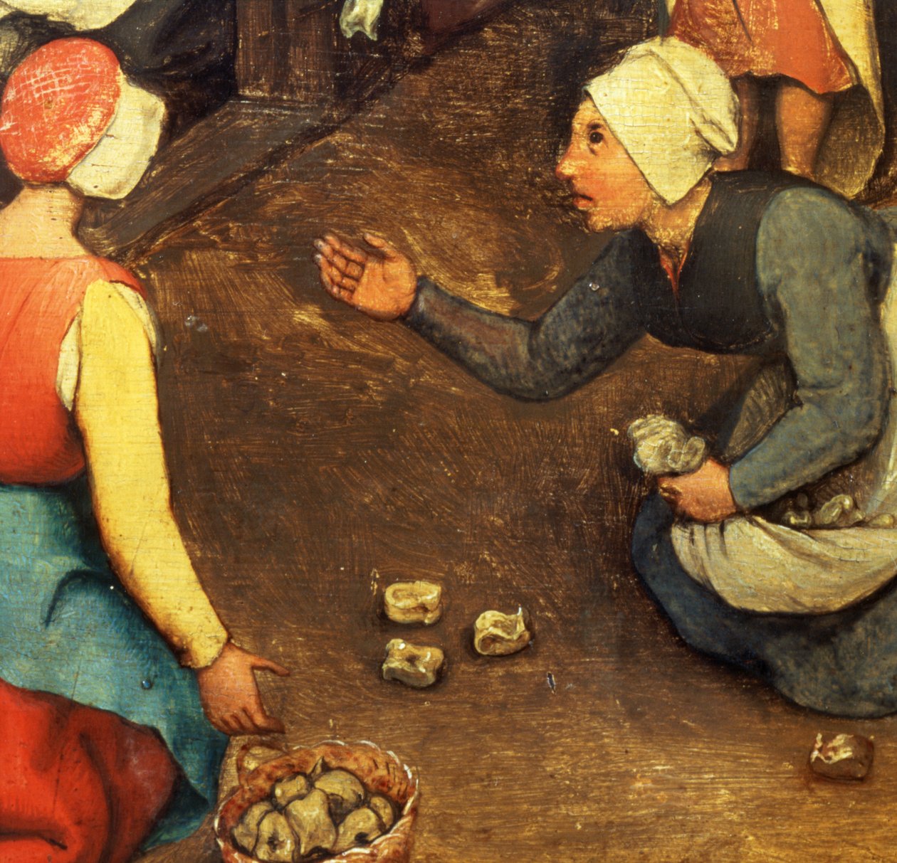 ألعاب الأطفال (Kinderspiele): تفاصيل لعبة رمي عظام المفصل ، 1560 (تفاصيل 68945) بواسطة بيتر بروغل الأكبر