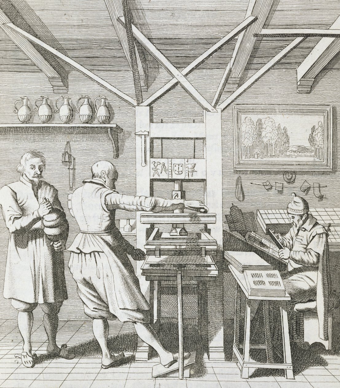 غلاف لورينز جانزون كوستر ، محفور بواسطة J. van der Velde ، نُشر في "Laure-crans for Laurens Coster van Haelrem ، Berste Vinder vande Boeck-druckery" بواسطة Petrus Scriverius ، 1628 (engravi بواسطة بيتر جانزون ساونريدام