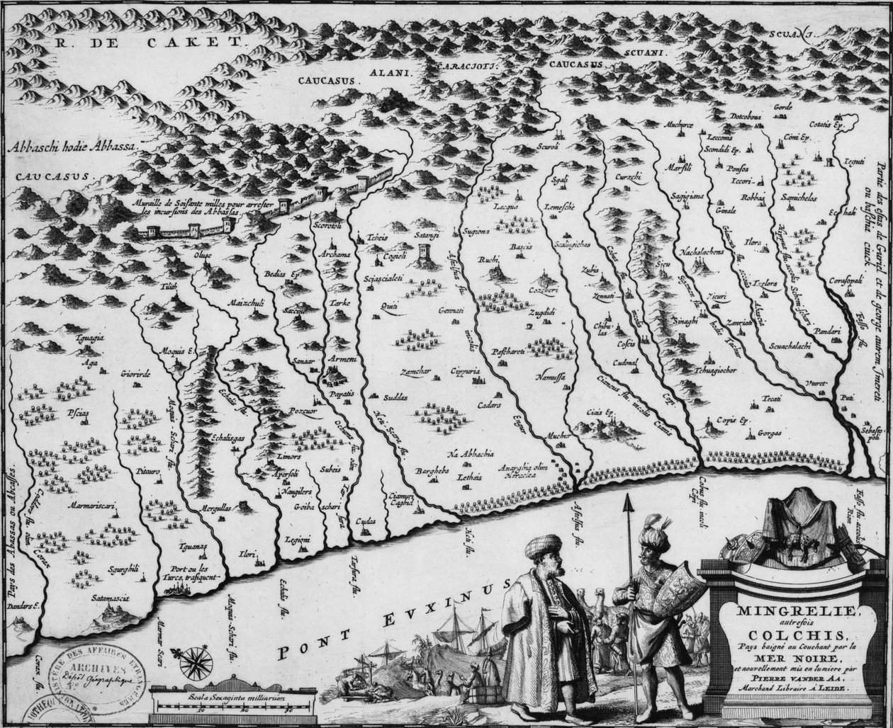 خريطة كولشيس (1714) - تُظهر أقدم تمثيل معروف للجدار بواسطة بيتر فان دير آ