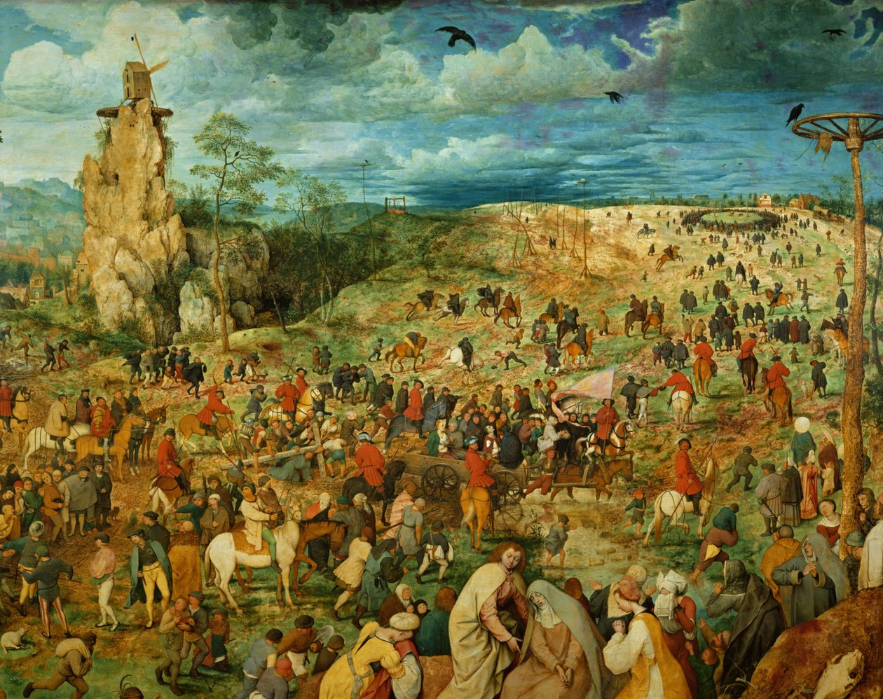 الطريق إلى الجلجثة ، 1564 زيت على تفاصيل لوحة عام 186439 بواسطة بيتر بروغل الأكبر