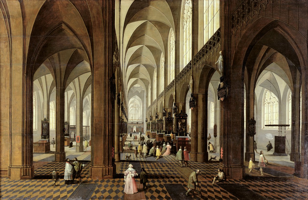داخل كاتدرائية أنتويرب ، c.1650 بواسطة بيتر الأصغر Neeffs