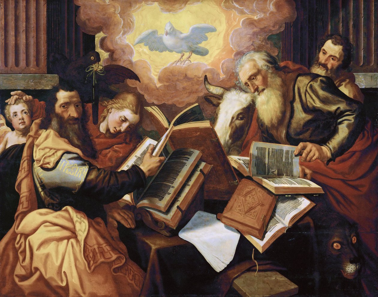 الإنجيليون الأربعة - بيتر أرتسين ، ديت لانج بيير (1508-1575). زيت على خشب ، حوالي 1560-1565. الأبعاد: 113 × 143 سم. متحف تاريخ الفن ، فيين بواسطة بيتر أيرتسين