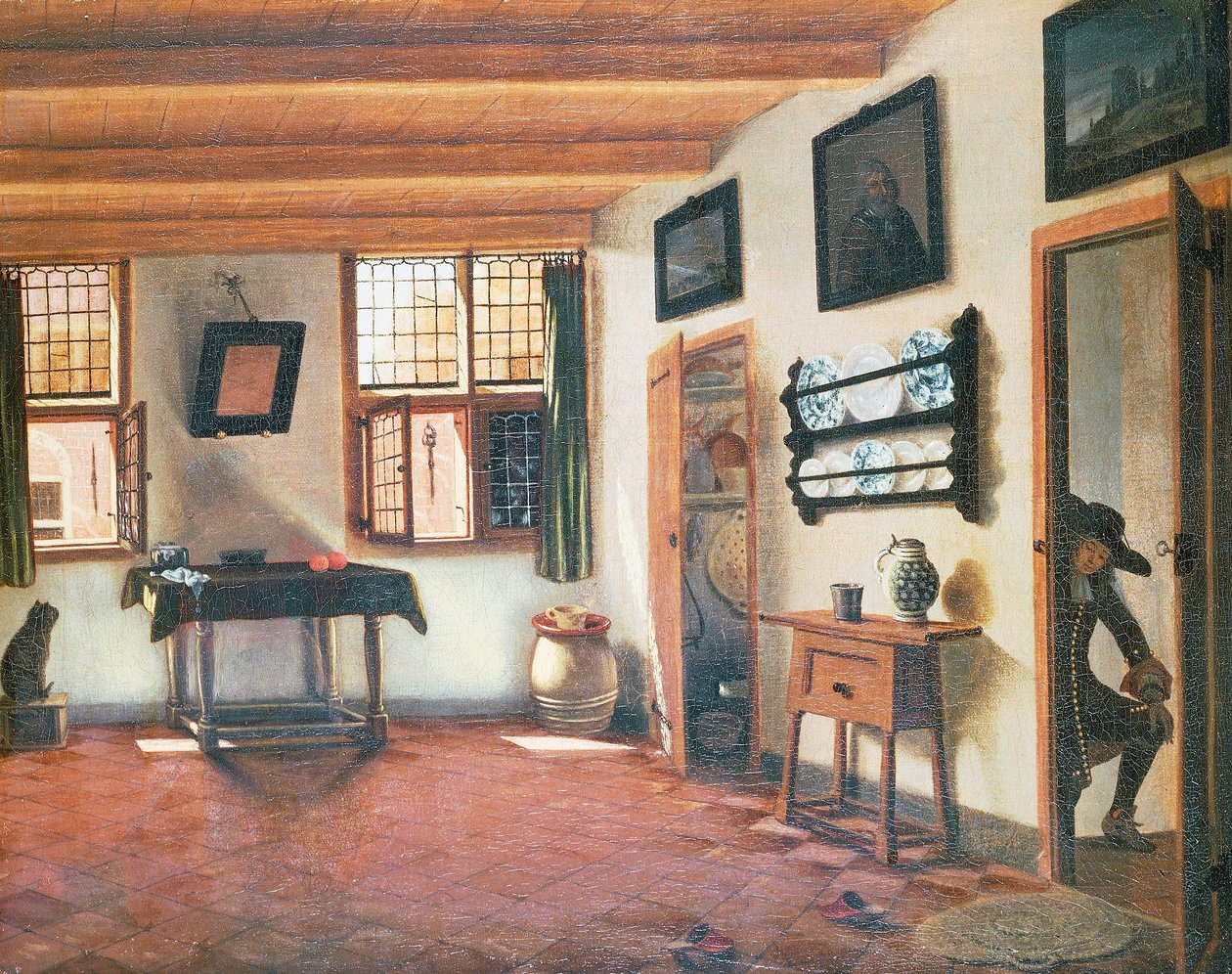 داخل البيت الهولندي ، حوالي 1670 ، لوحة بيتر يانسنز إلينجا (1623-1683) ، 48 × 60 سم بواسطة بيتر جانسينز