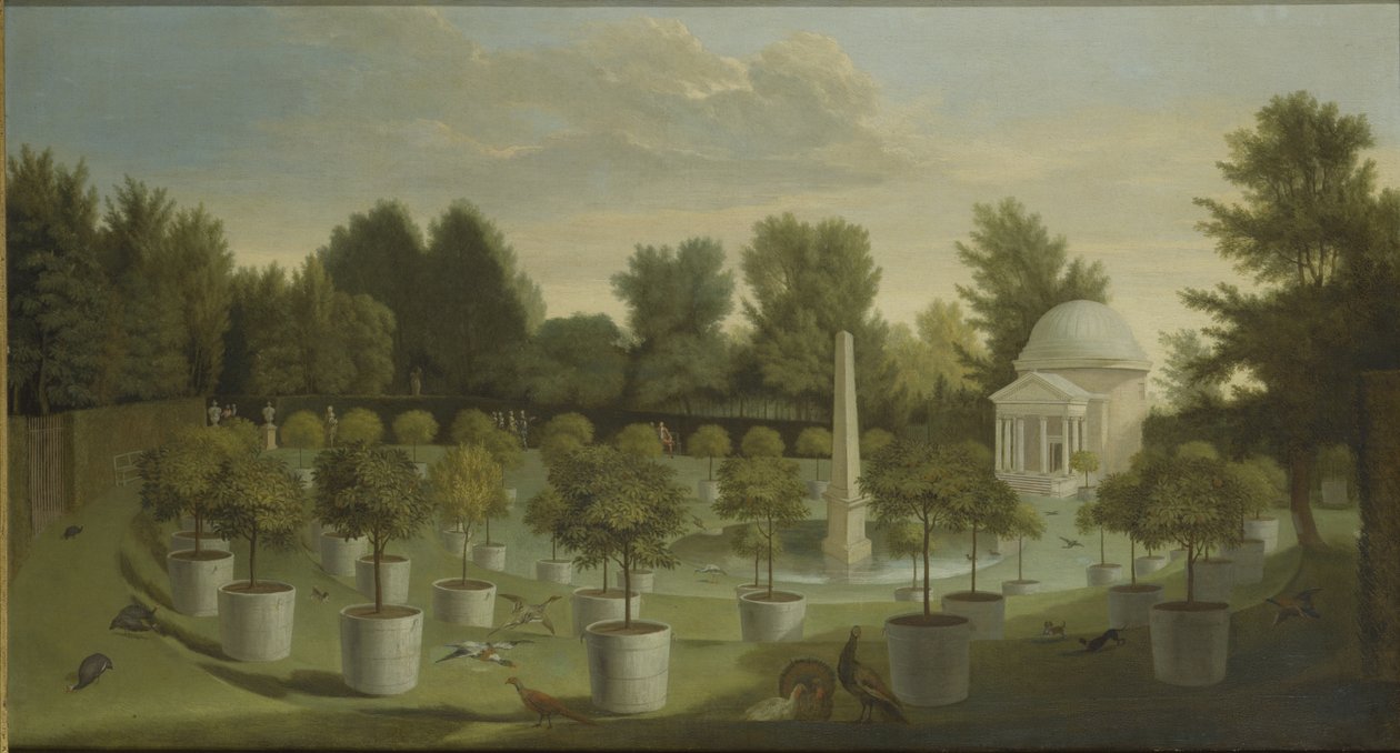 View of the Orange Tree Garden, Chiswick House (oil on canvas) بواسطة بيتر أندرياس ريسبراك