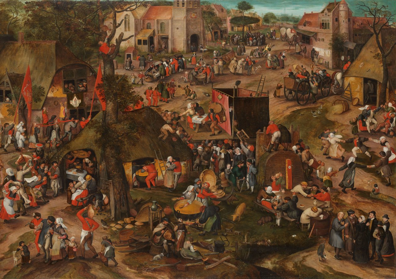 الفلمنكي Kermis مع أداء Farce "Een cluyte van Plaeyerwater" ، ج. 1570 بواسطة بيتر بالتن