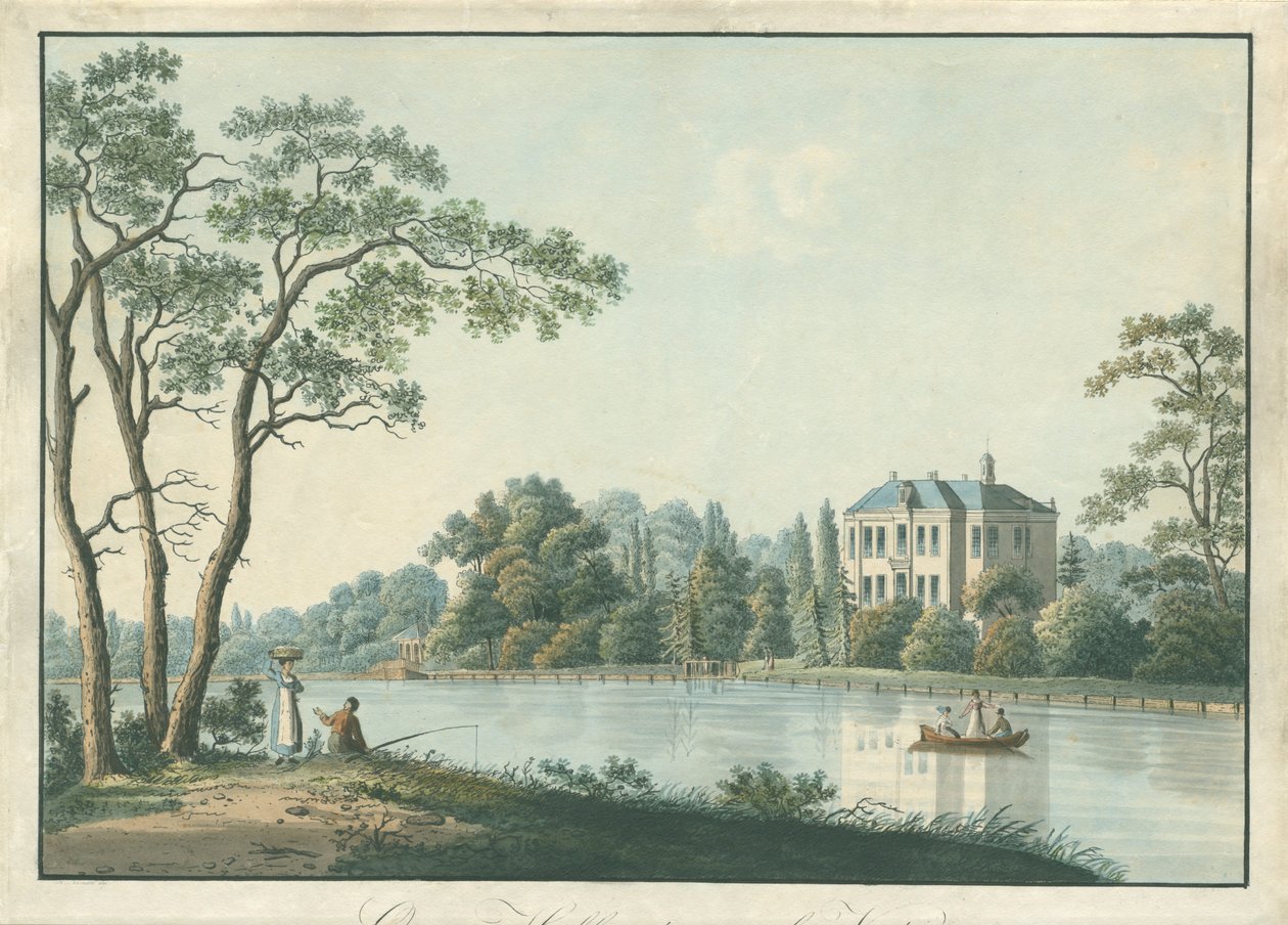 منظر لمنزل أوفر هولاند مع قبة شاي على Vecht في Nieuwersluis Over-Holland aan de Vecht (العنوان على الكائن) بواسطة بيتر بارثولوميوش. الحلاقون