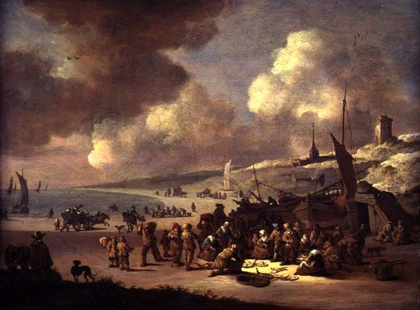 الساحل في Scheveningen (زيت على لوح) بواسطة نوبات بيتر