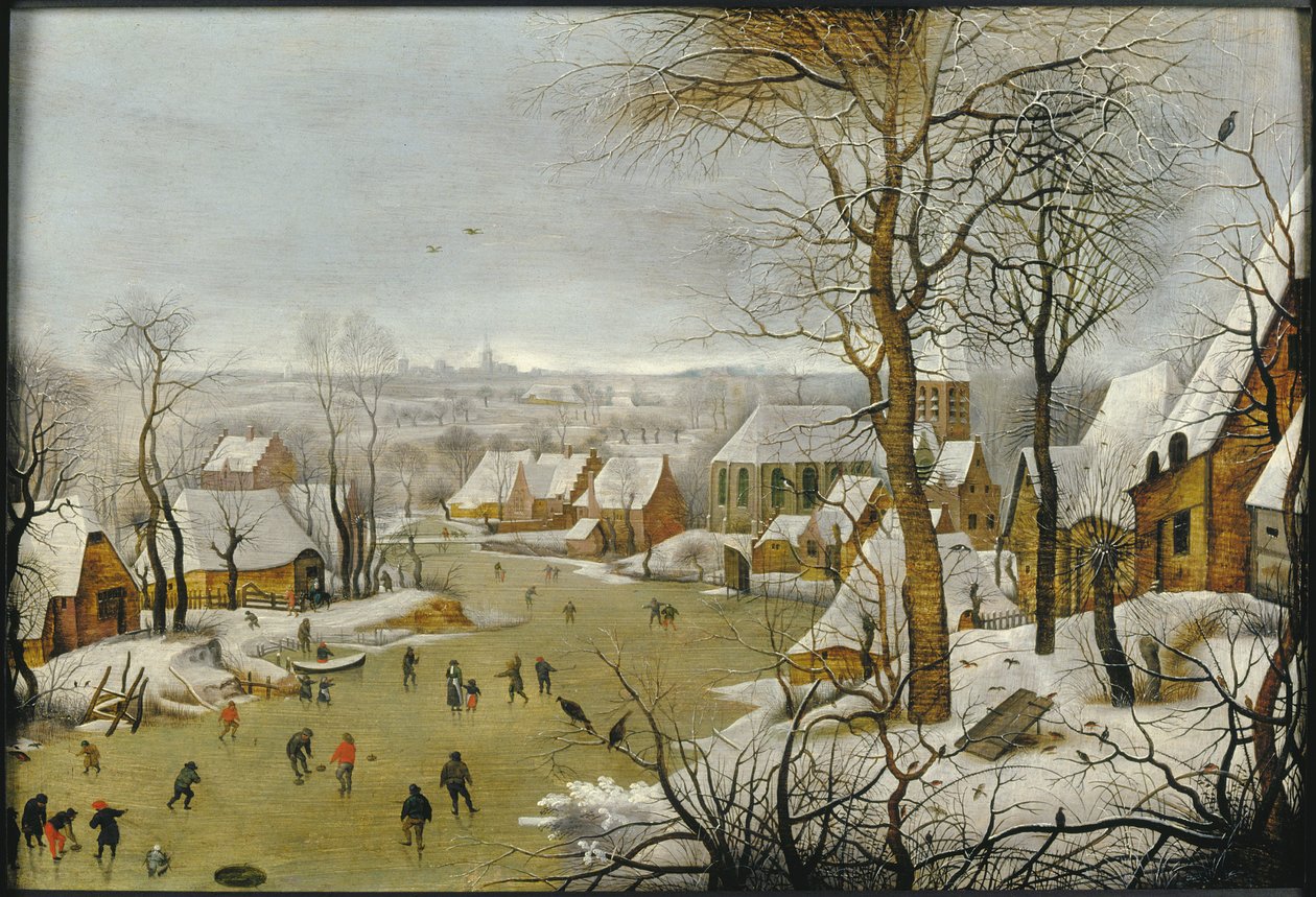 المناظر الطبيعية الشتوية مع مصيدة الطيور ، والرحلة إلى مصر ، 1622. بواسطة بيتر بروغل الأصغر