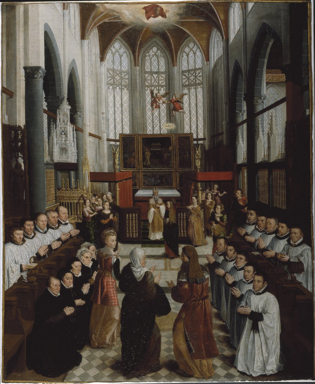 The Presentation of the Virgin in the Temple, c.1530-35 (oil on linen canvas) بواسطة بيتر كلايسنس