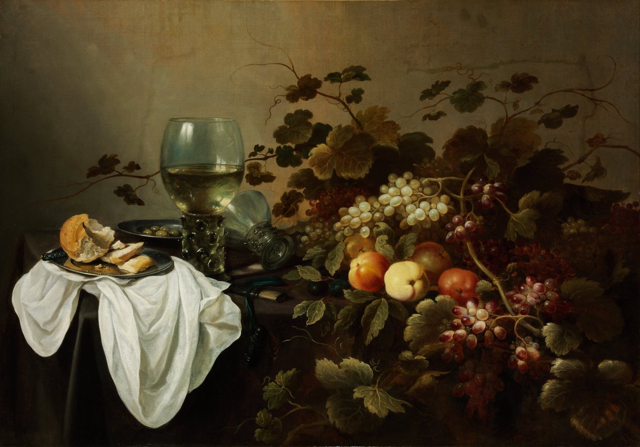 Still Life with Fruit and Roemer - Peinture de Pieter Claesz (1597-1660) - 1644 - زيت على قماش - 104،5x146 - Szepmuveszeti Muzeum ، بودابست بواسطة بيتر كليز
