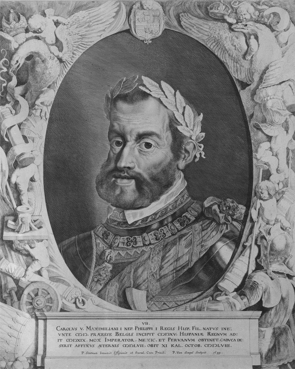 تشارلز الخامس ، الإمبراطور الروماني المقدس ، منقوش بواسطة بيتر فان سومبل ، 1644 بواسطة بيتر كلايز سوتمان