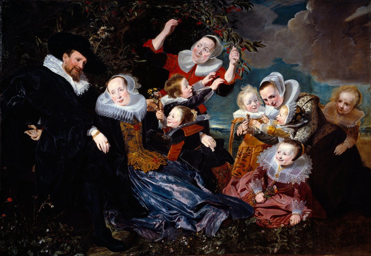 صورة بولوس فان بيريستين (1588-1636) مع زوجته وستة أطفال وعوذتَين رسم بواسطة بيتر سوتمان (1590-1657) 1630 صن. 1،67x2،41 م بواسطة بيتر كلايز سوتمان
