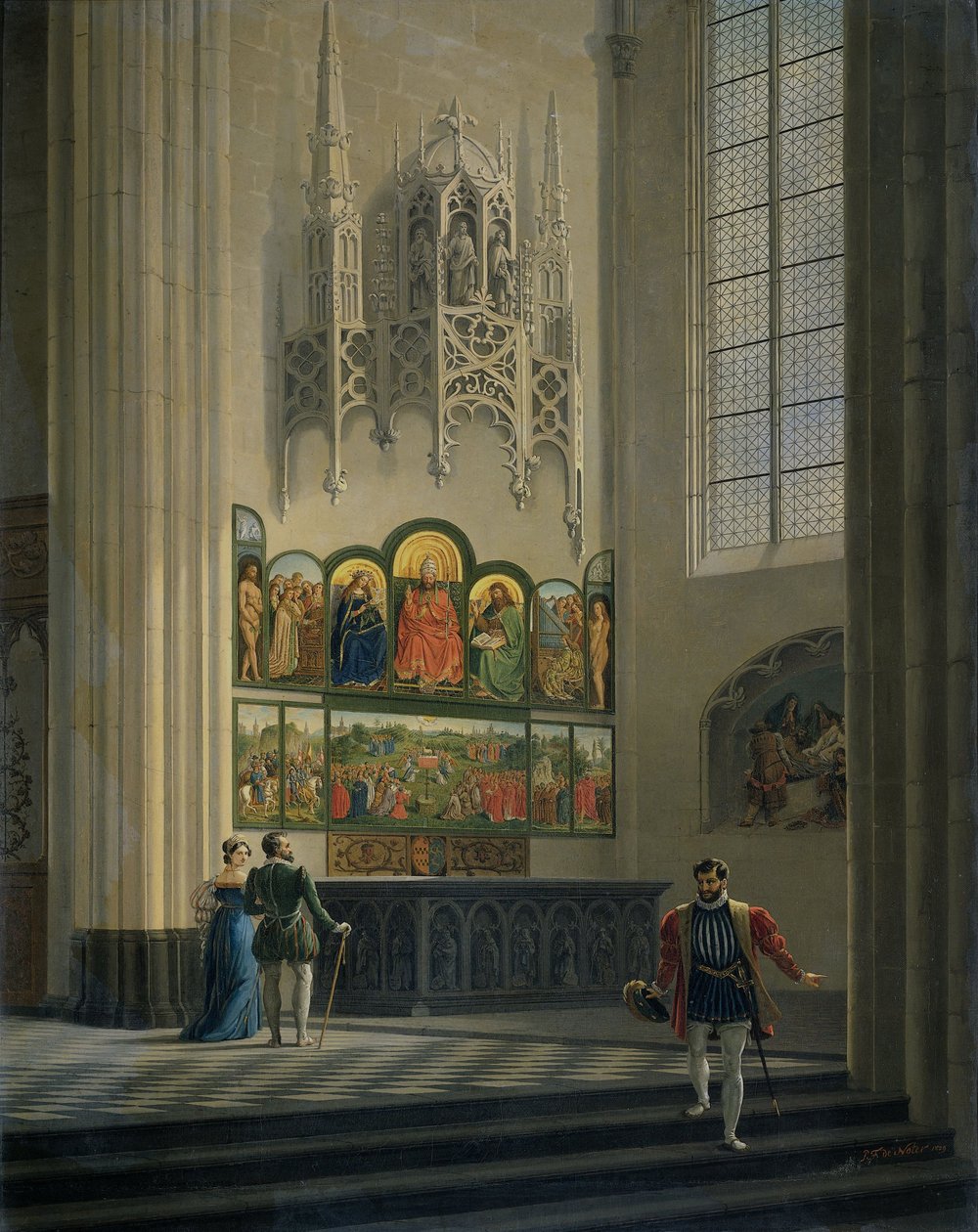The Ghent Altarpiece في كاتدرائية St Bavo في Ghent ، 1829 بواسطة بيتر فرانس دي نوتر
