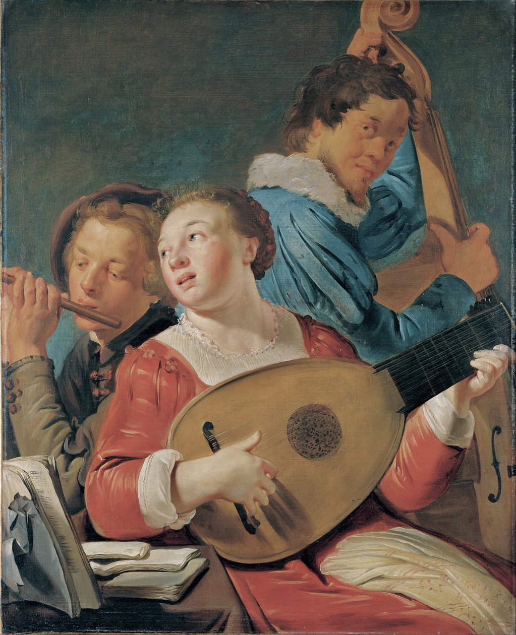 الموسيقيون - Peinture de Pieter Fransz de Grebber (الآية 1600-1653) ، huile sur toile ، الآية 1623 ، 91x73.7 سم - الموسيقيون ، زيت على قماش من Pieter Fransz de Grebber - Museo de Bellas Artes de Bilbao بواسطة بيتر فرانز. دي غريببر