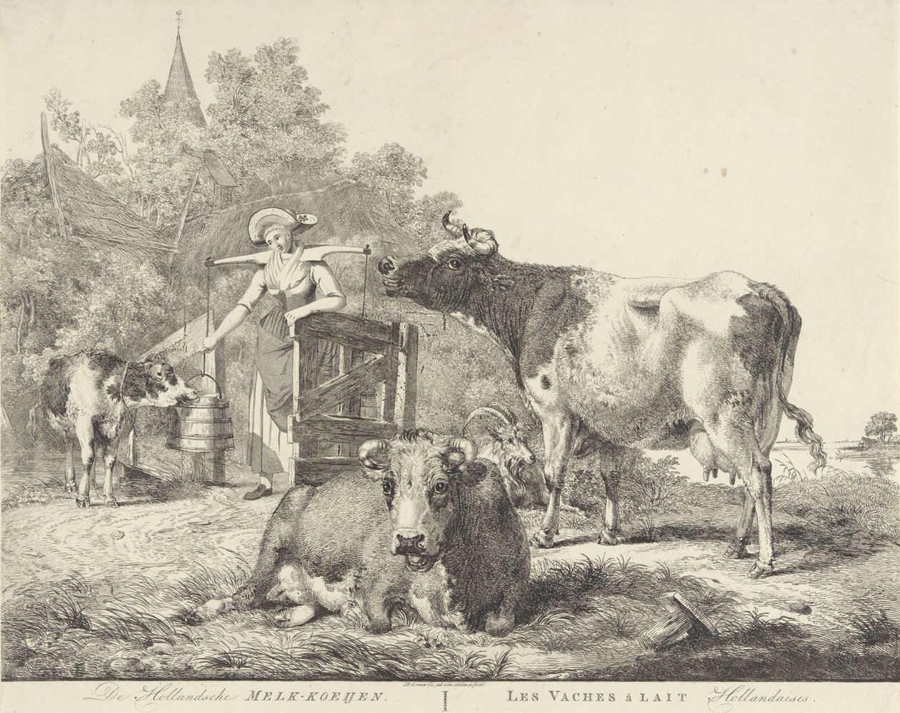 أبقار ولبان The Hollandsche Melk-koeijen / Les vaches â lait hollandaises (العنوان على الكائن) بواسطة بيتر جيراردوس فان أوس