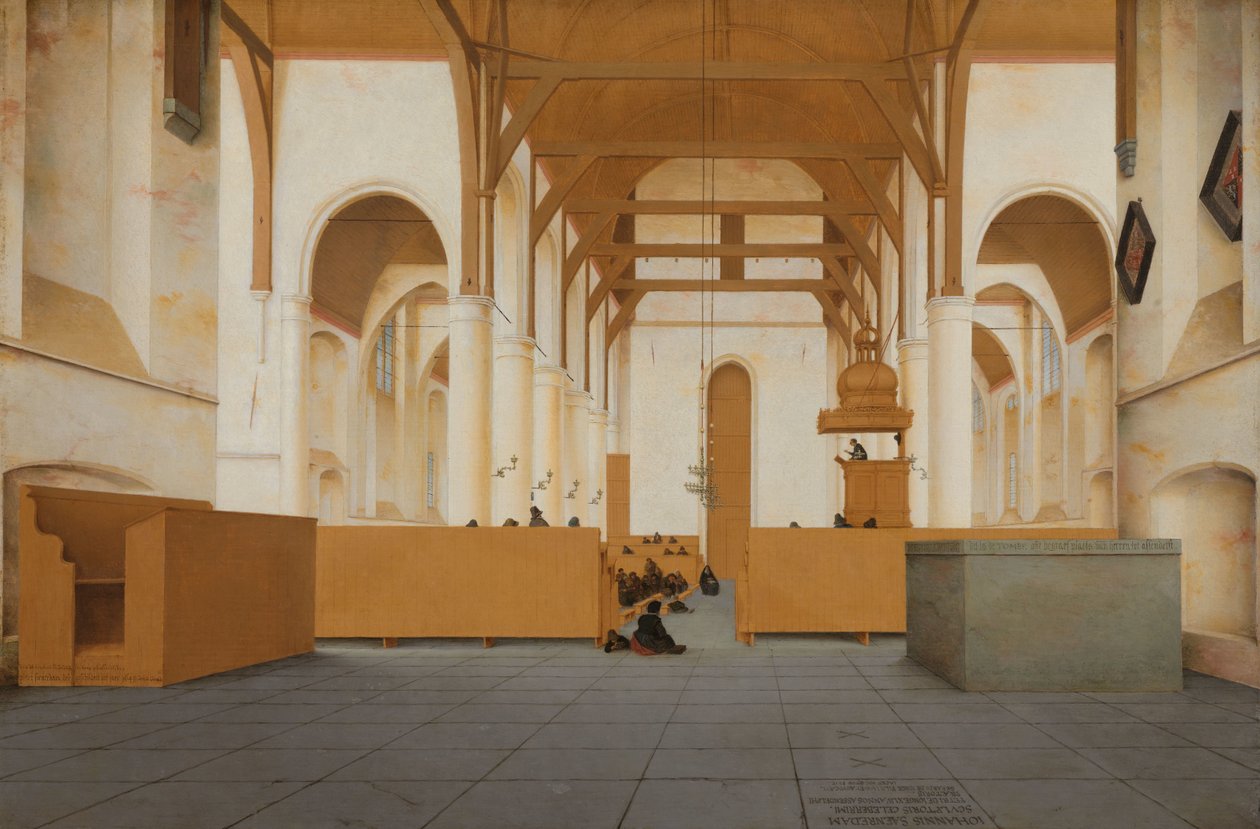الجزء الداخلي من Sint-Odulphuskerk في Assendelft الجزء الداخلي من St Odulphuskerk في Assendelft ، يُرى من الجوقة إلى الغرب بواسطة بيتر يانز سينريدام