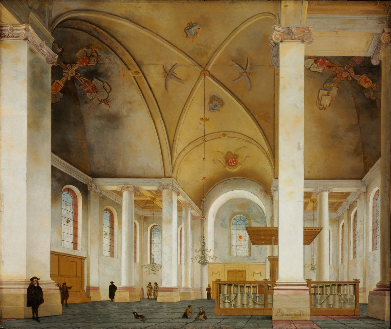 الكنيسة الجديدة في هارلم - Peinture de Pieter Saenredam (1597-1665) - 1653 - زيت على خشب - 86x103 - Szepmuveszeti Muzeum ، بودابست بواسطة بيتر يانز سينريدام