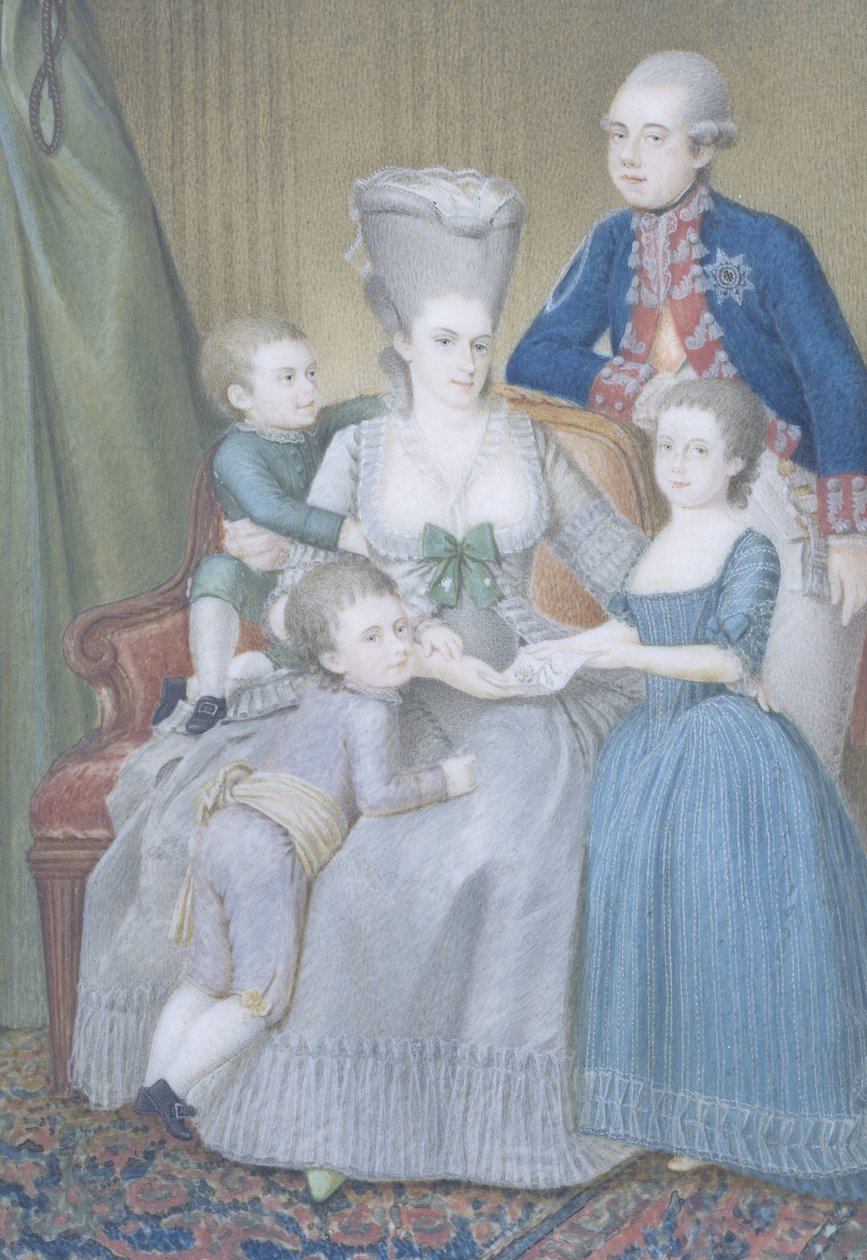 فيليم الخامس (1748-1806) ، أمير أورانج ناساو ، مع زوجته فريدريكا صوفيا ويلهيلمينا من بروسيا وأطفالهما فريدريكا لويزا ويلهيلمينا وويليم فريدريك وويليم جورج فريدريك بواسطة بيتر ليساج