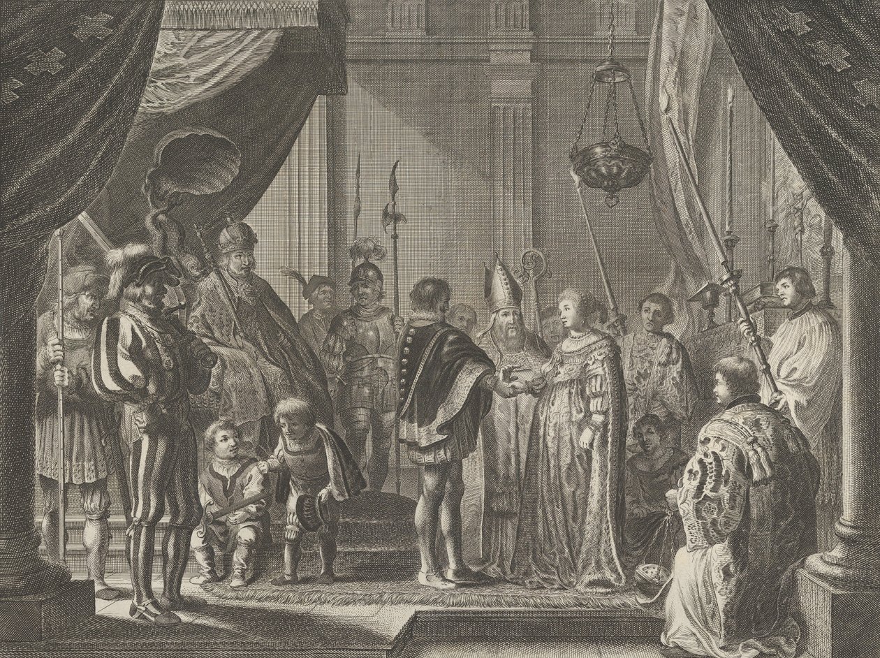 اللوحة 7: زواج فرانسيسكو الأول دي ميديشي ويوهانا من النمسا ، من كاسبار بارلاو ... ، 1638. بواسطة بيتر نولبي