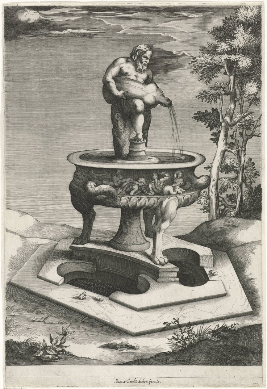 نافورة مع Silenus في حدائق Palazzo Cesi في الفاتيكان بواسطة بيتر بيريت