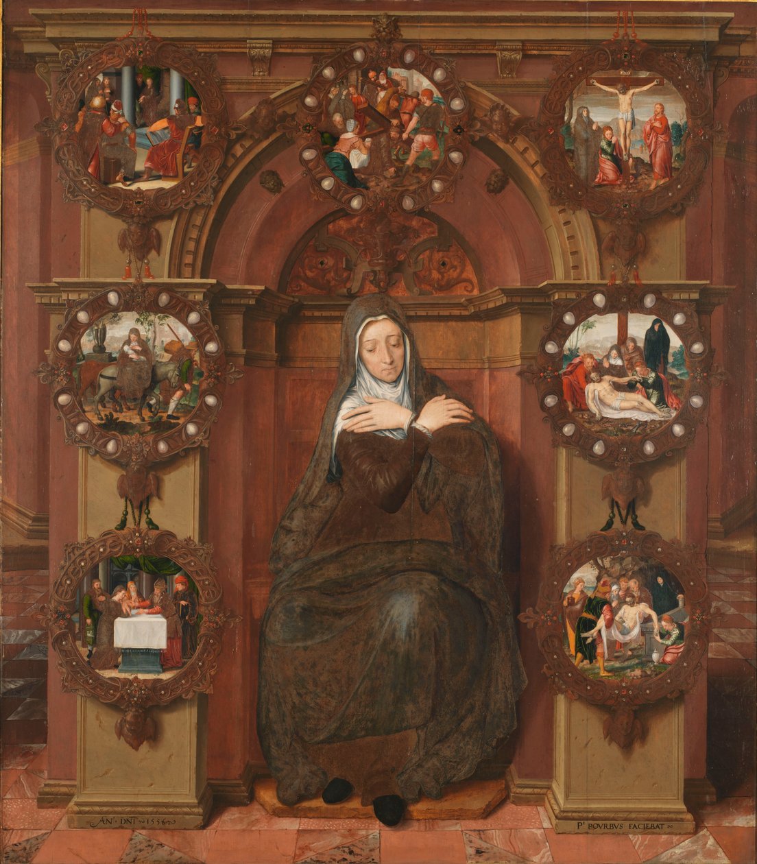 سيدة الأحزان السبعة The Joos van Belle Triptych. لوحة مركزية ، 1556. بواسطة بيتر بوربوس