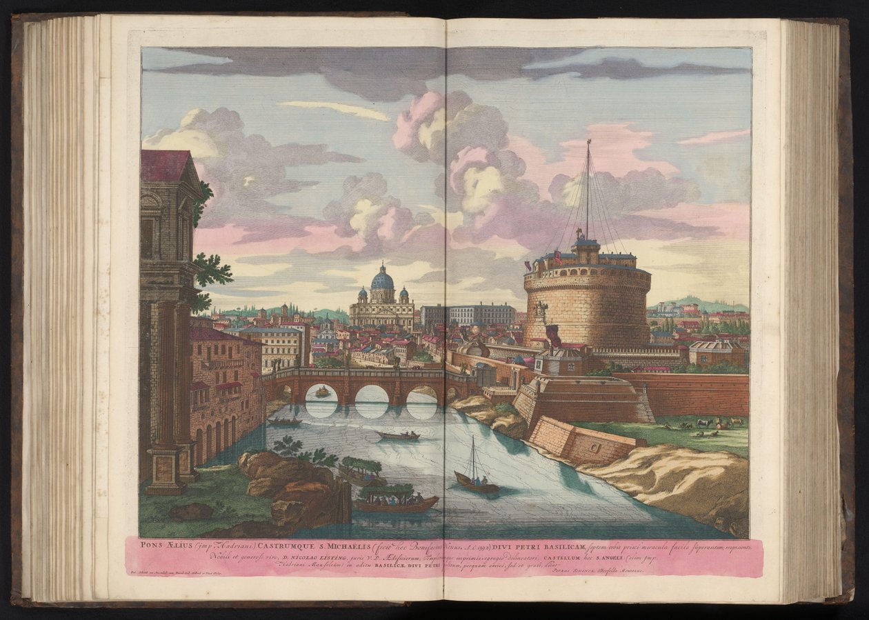 Engelenburcht ، Sint-Pietersbasiliek en de rivier de Tiber جسر إيليوس (عفريت هادريان) وقلعة القديس ميخائيل (...) (العنوان على الكائن) بواسطة بيتر شينك (أنا)