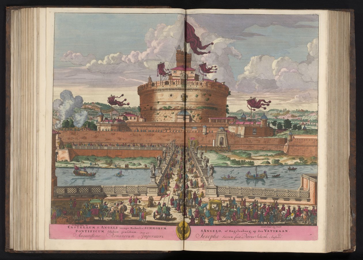 Engelenburcht aan de rivier de Tiber te Rome قلعة سانت أنجيلي (أي ميكايليس) من أعلى (...] (العنوان على الكائن) بواسطة بيتر شينك (أنا)