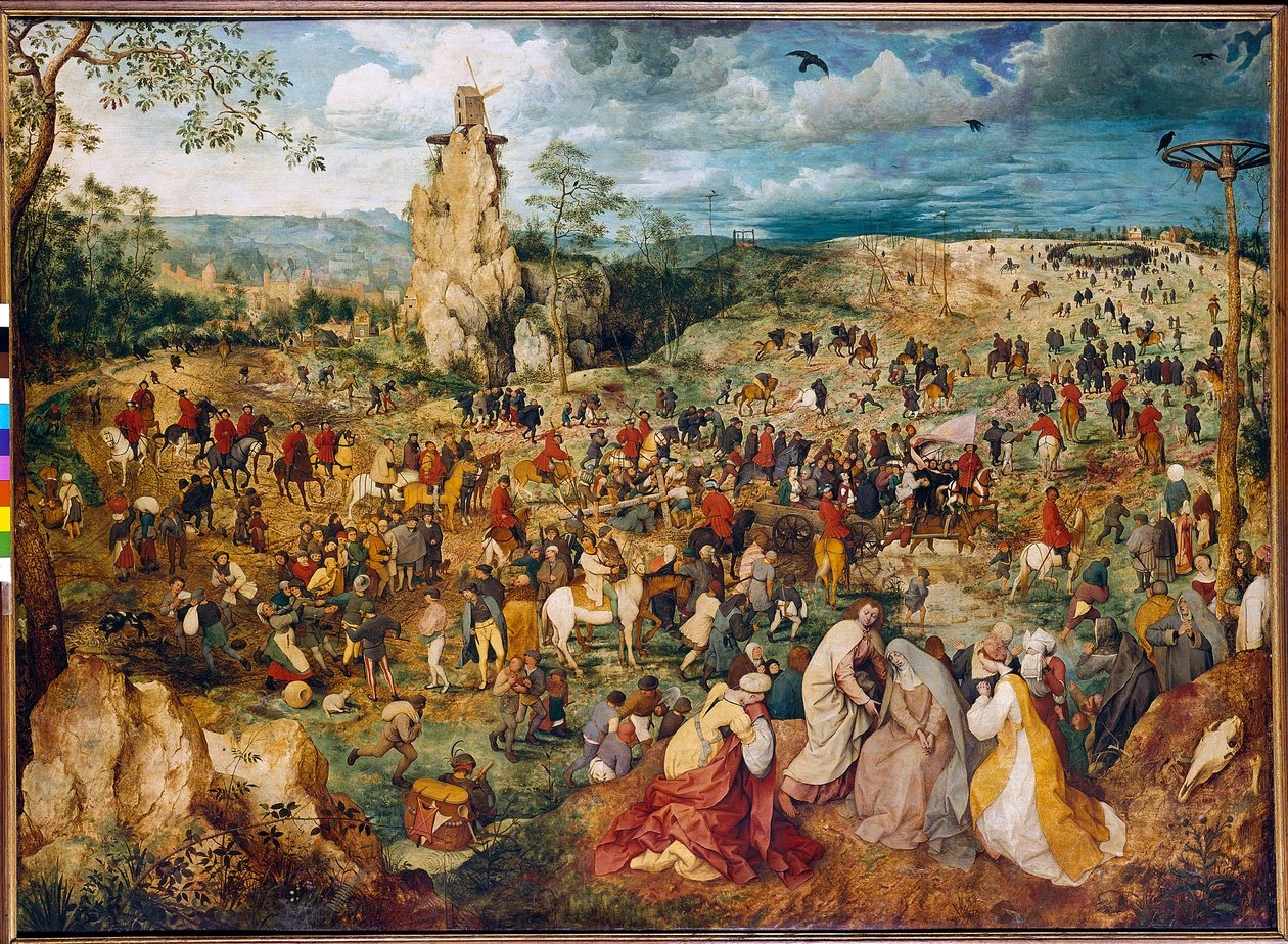 Christ carrying the cross (Carrying the cross). Painting by Pieter Bruegel (or Breugel or Brueghel or Breughel) the former (1525-1569). 1564. Oil on wood. Dim: 1,24 X 1,70m. Vienna, Kunsthistorisches Museum. بواسطة بيتر بروغل الأكبر