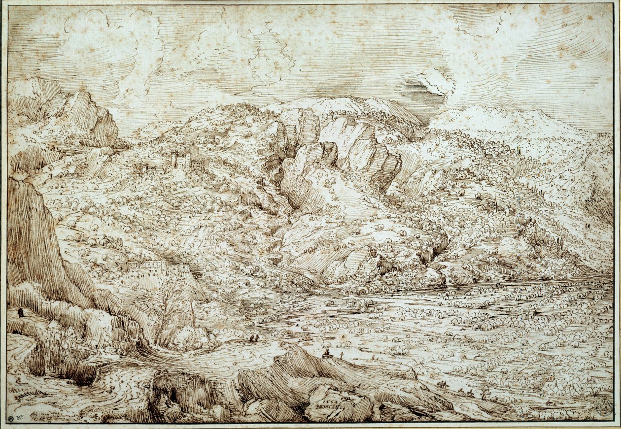 منظر طبيعي لجبال الألب. رسم بيتر بروغل ديت الرجل العجوز (1525-1569) ت. Flam. بواسطة بيتر بروغل الأكبر