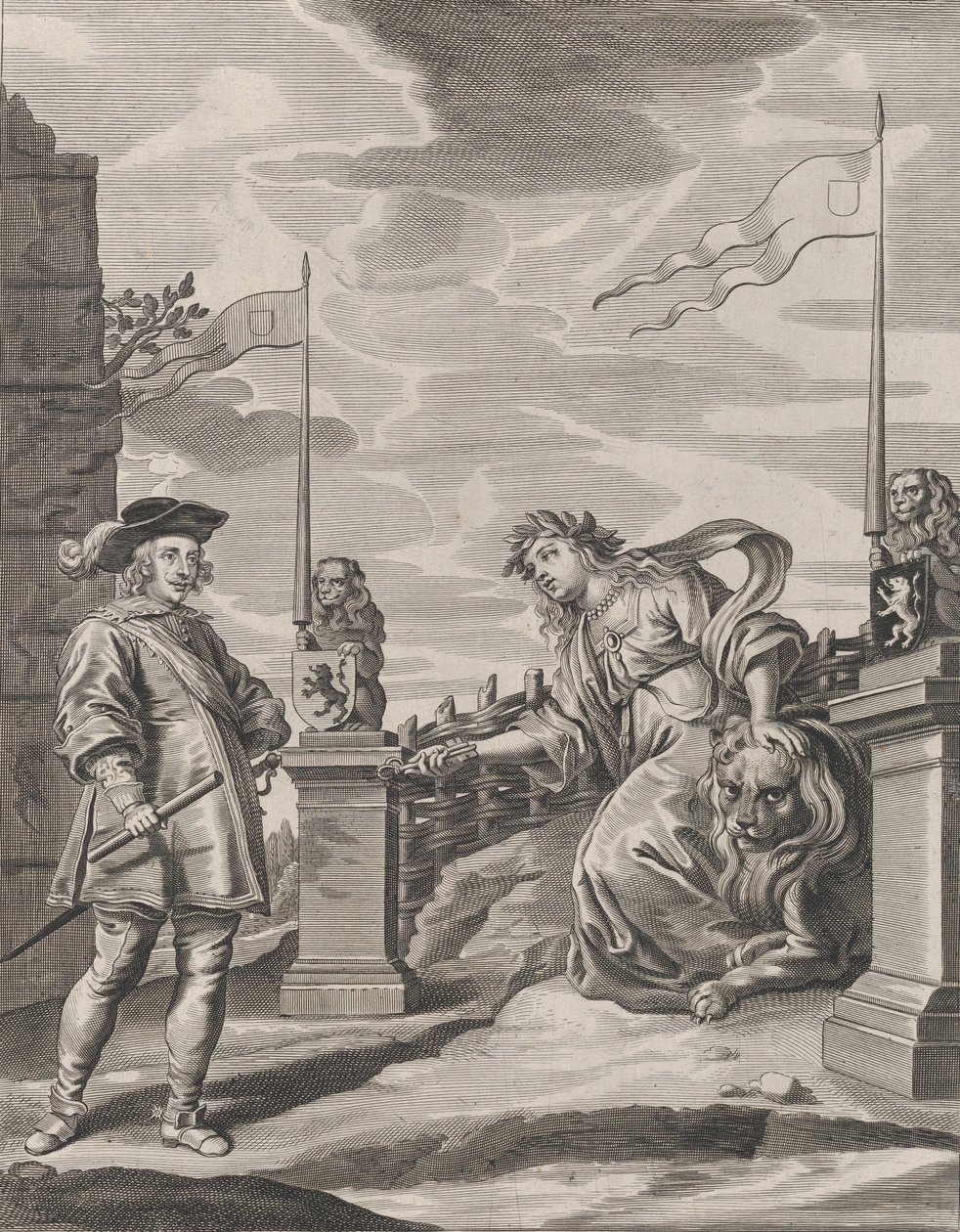 اللوحة 6: تسلم فرديناند مفاتيح مدينة غينت ، من Se Guillielmus Becanus ، 1636. بواسطة بيتر دي جود الثاني