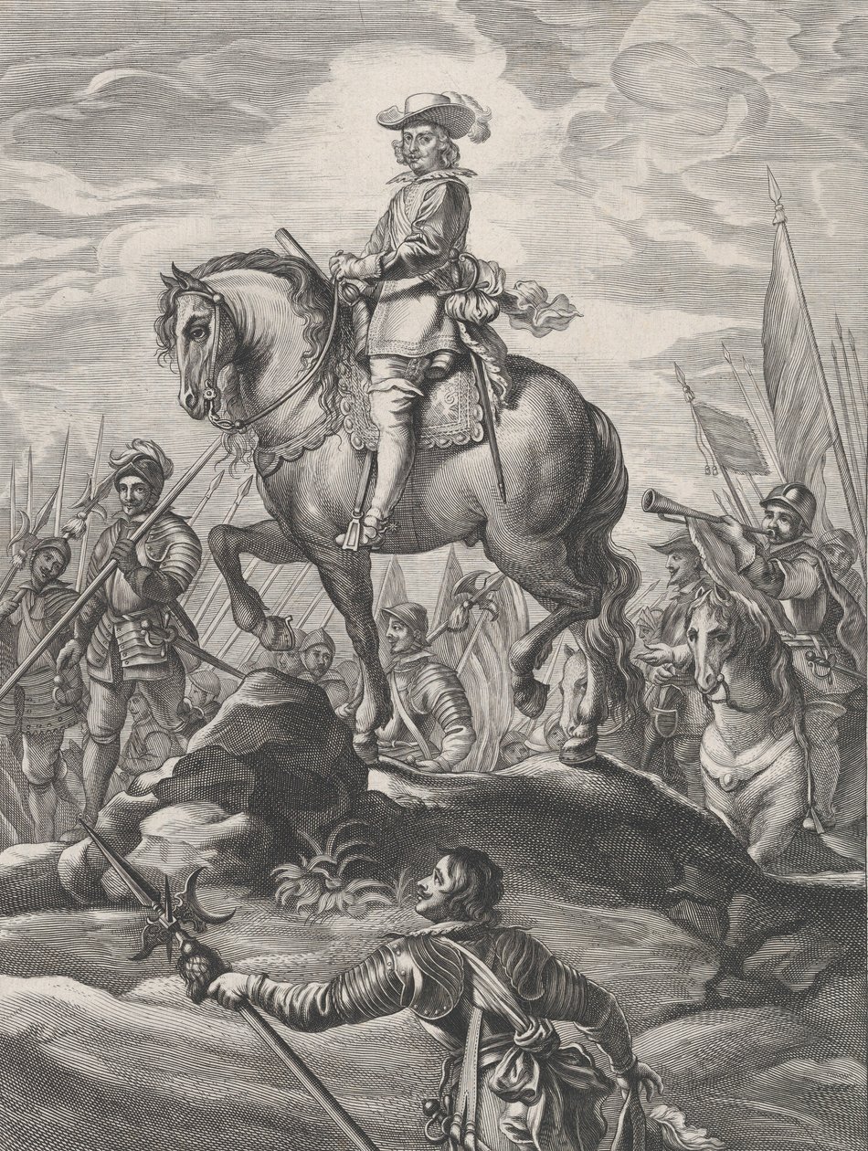 اللوحة 8: فرديناند على ظهر حصان يعبر جبال الألب ، من سيرينيسيمي Guillielmus Becanus ... ، 1636 بواسطة بيتر دي جود الثاني