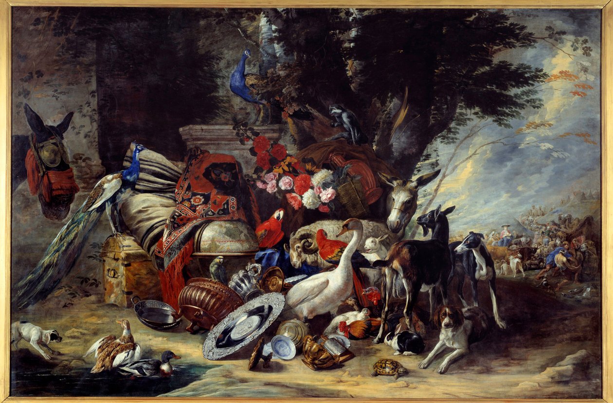 الحيوانات والأواني تقول أيضًا رحيل يعقوب إلى بلاد ما بين النهرين لوحة بيتر بويل (1622-1674) بواسطة بيتر أو بيتر بويل
