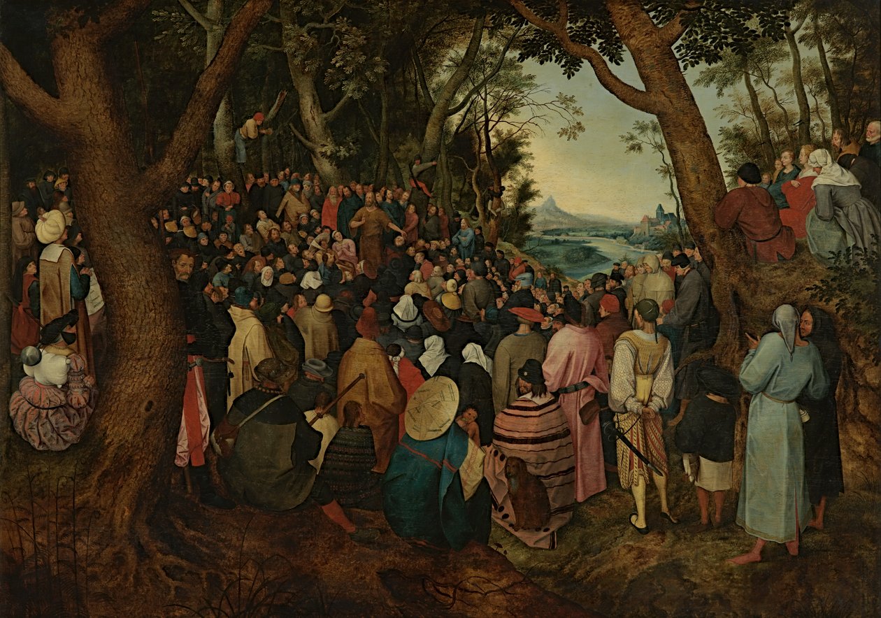 القديس يوحنا يعظ الجموع (زيت على لوح) بواسطة بيتر الأصغر (بعد) Brueghel