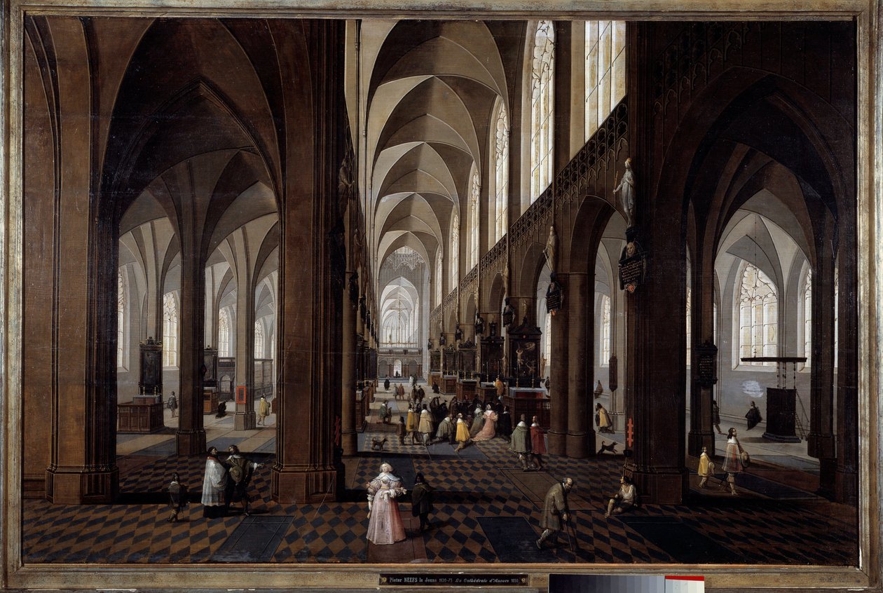 منظر داخلي لكاتدرائية أنتويرب لوحة بيتر نيفس ذي جون (1620-1675) بواسطة بيتر الأصغر نيفس